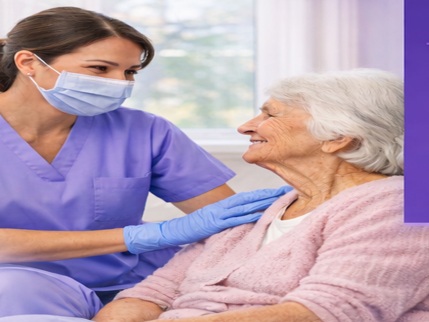 Elderly patient receiving dental support at home